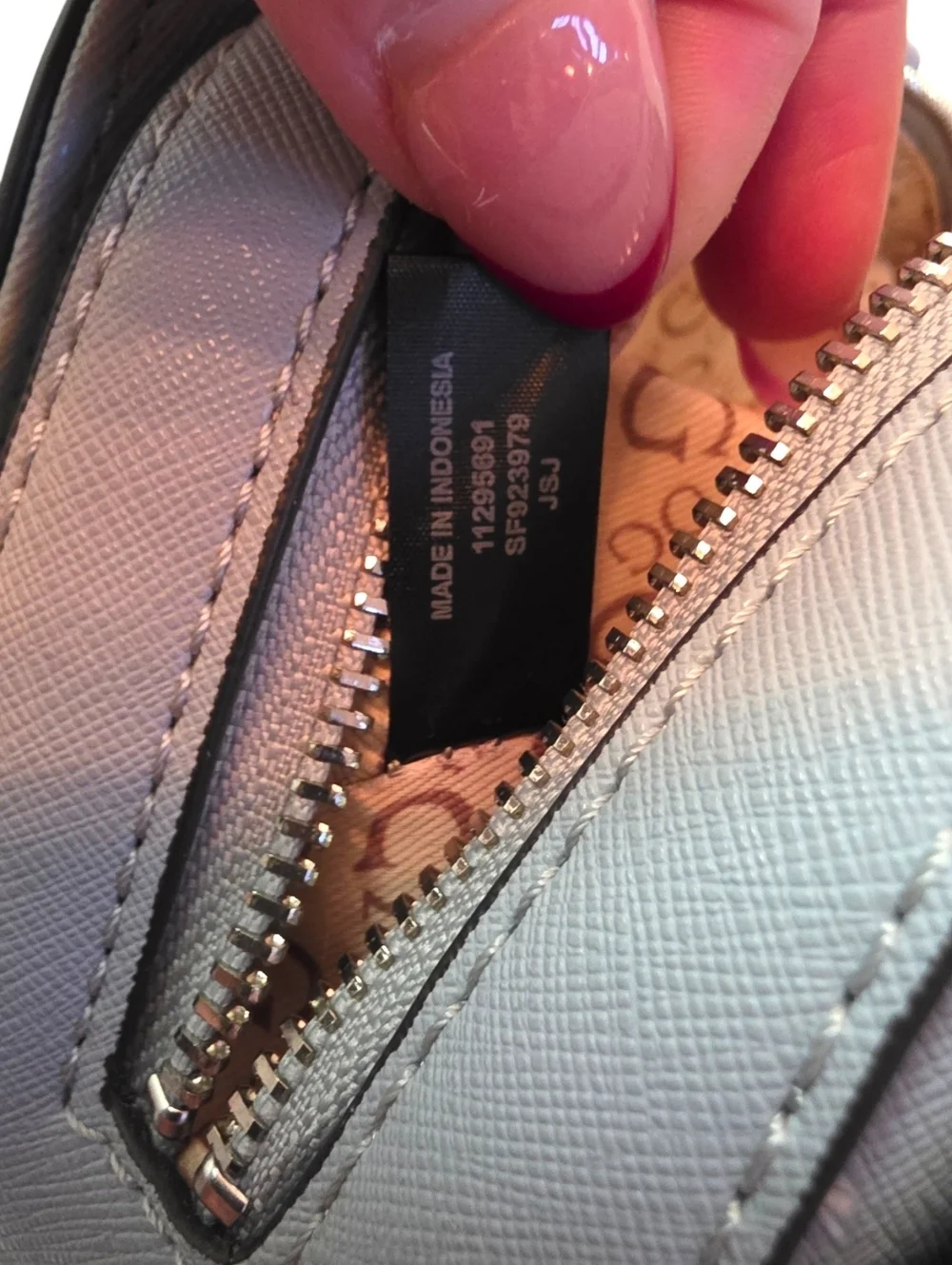 Guess Gray Dome Satchel Crossbody Bag Structured Top Handle Silver Logo